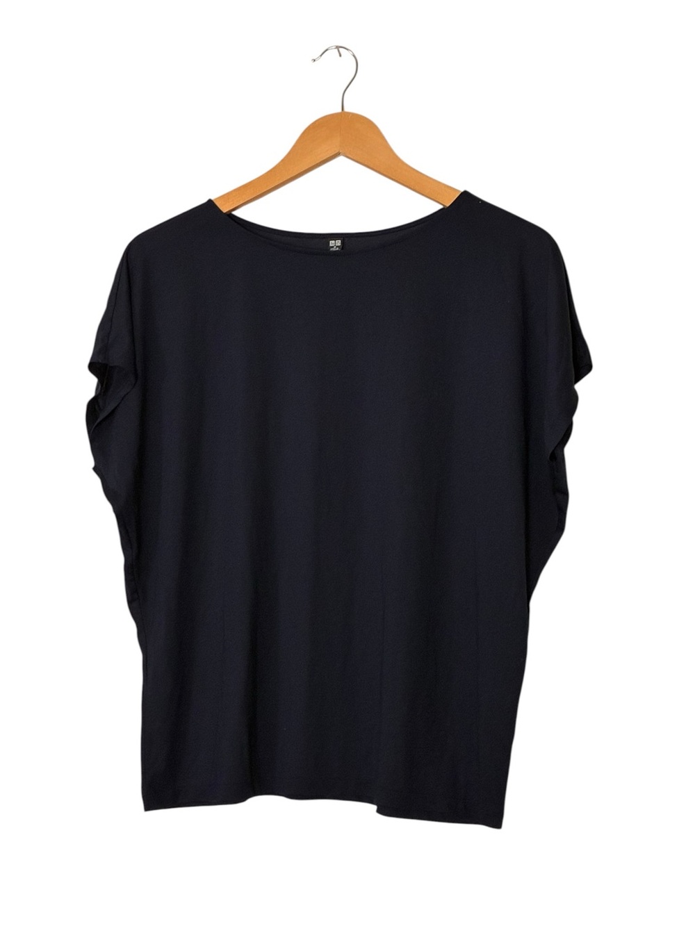 Uniqlo | LIKE NEW Navy draped crew neck modal short sleeve t-shirt blouse medium